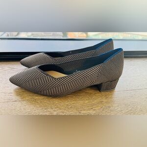 Rothy's Black and White Herringbone Heels